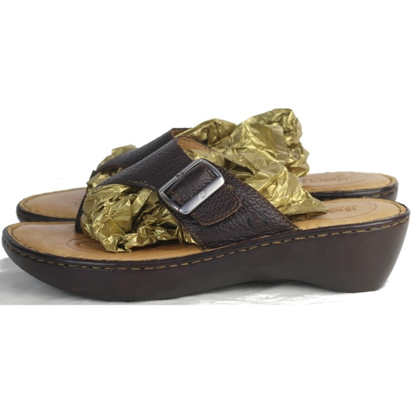 BORN Womens Leather Thong Sandals 10 Brown - Picture 5 of 8